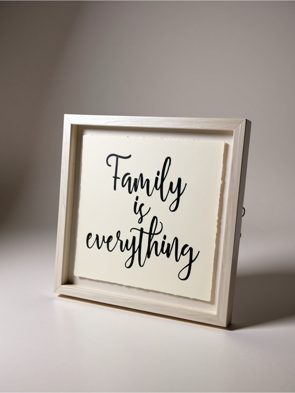 Family Is Everything Framed Wall Art - Cream and White 12.5x12.5